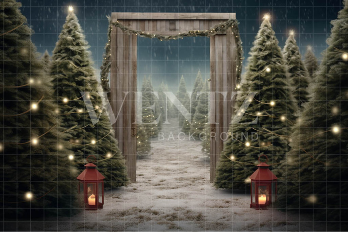 Photographic Background in Fabric Pine Tree Farm / Backdrop 5063