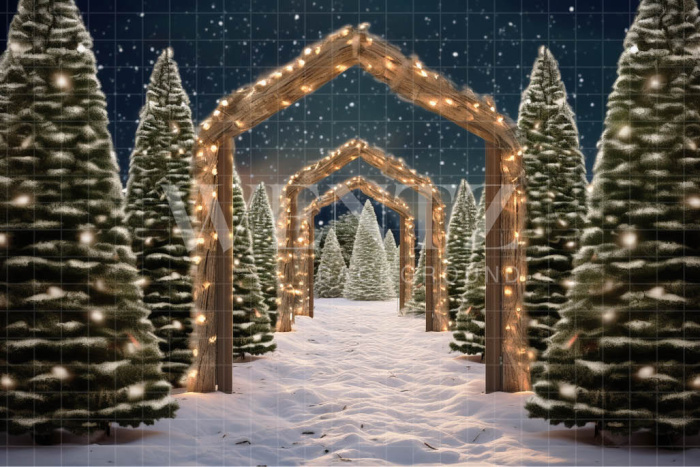 Photographic Background in Fabric Pine Tree Farm / Backdrop 5064