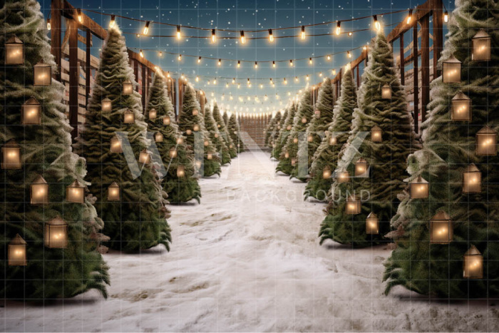 Photographic Background in Fabric Pine Tree Farm / Backdrop 5065