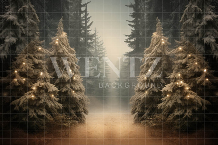 Photographic Background in Fabric Organic Christmas Pine Trees / Backdrop 5071