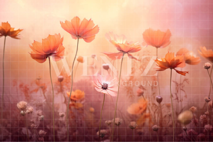 Photographic Background in Fabric Flower Garden / Backdrop 5084