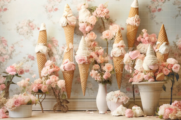 Photographic Background in Fabric Ice Cream Wall / Backdrop 5110