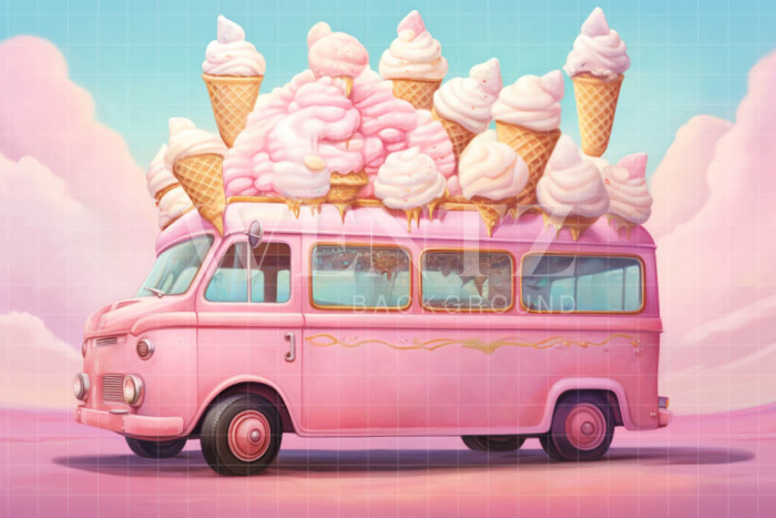 Photographic Background in Fabric Ice Cream Truck / Backdrop 5129