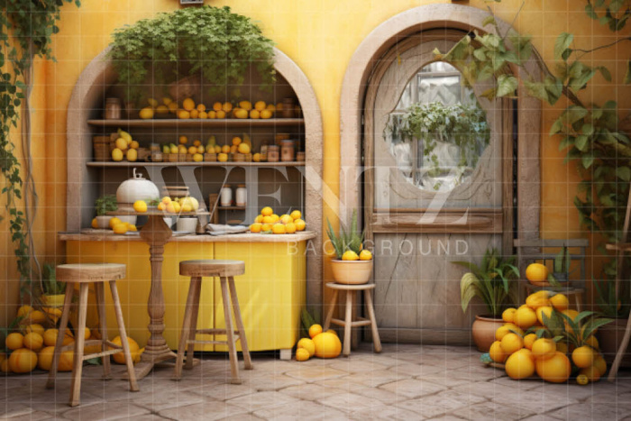 Photographic Background in Fabric Lemon Shop / Backdrop 5131