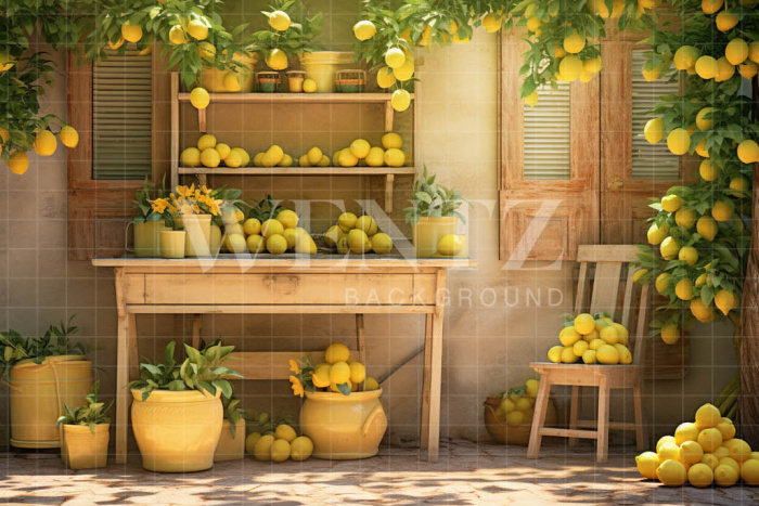 Photographic Background in Fabric Lemon Shop / Backdrop 5132