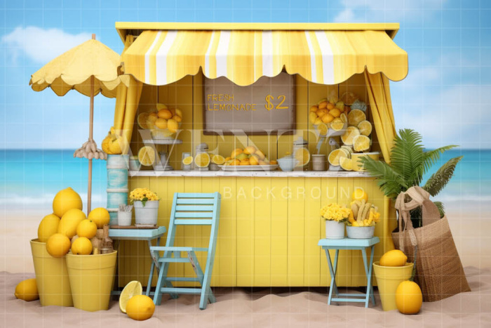 Photographic Background in Fabric Lemonade Stand / Backdrop 5138