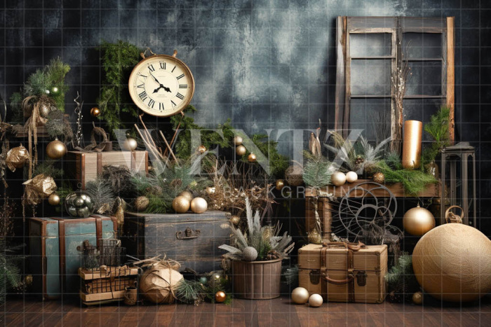 Photographic Background in Fabric Rustic Christmas Set / Backdrop 5156