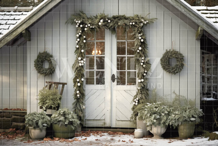 Photographic Background in Fabric Christmas Front Door / Backdrop 5160