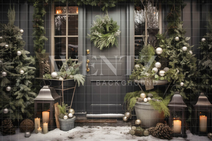 Fabric Photography Background Christmas Facade / Backdrop 5171