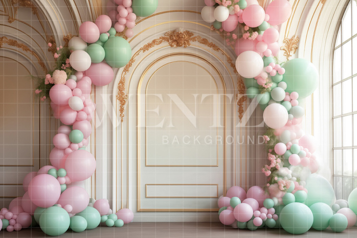 Fabric Photography Background Room with Balloons / Backdrop 5241