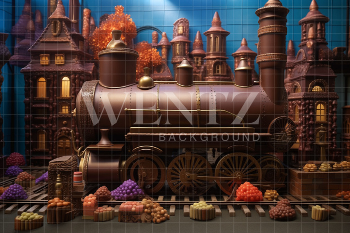 Fabric Photography Background Chocolate Factory / Backdrop 5292