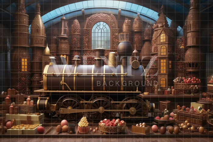 Fabric Photography Background Chocolate Factory / Backdrop 5293