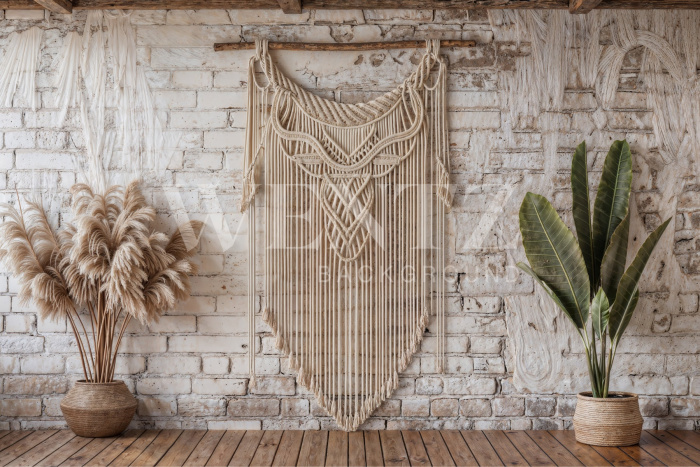 Fabric Photography Background Boho Wall with Macramé / Backdrop 5898