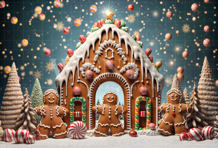 Fabric Photography Background Christmas Sweets House / Backdrop 6240