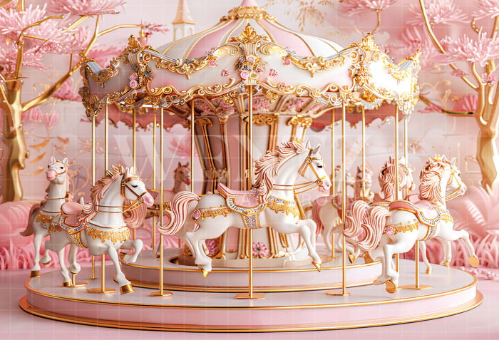 Fabric Photography Background Children's Day Carousel / Backdrop 6322