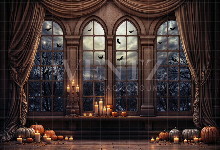 Fabric Photography Background Halloween Haunted Castle's Room / Backdrop 6325