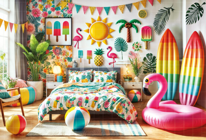 Photographic Background in Fabric Summer Room / Backdrop 6531