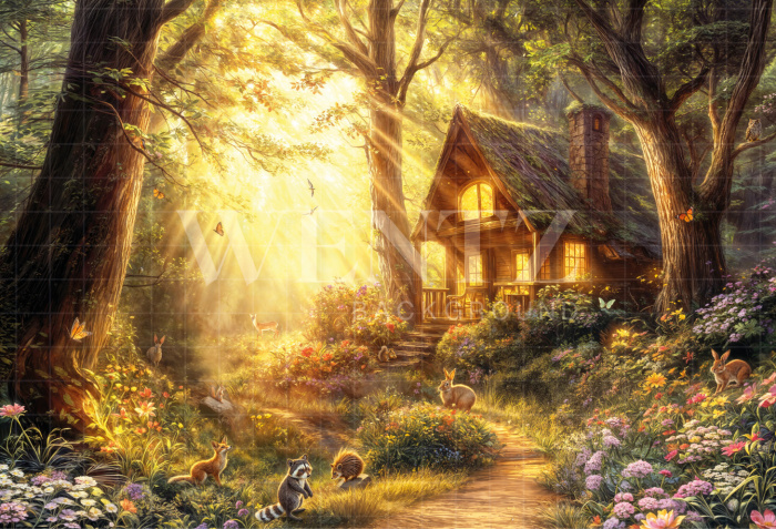 Fabric Photography Background Easter House in the Grove / Backdrop 6880