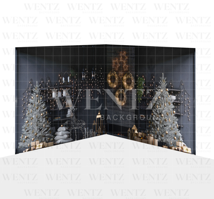 Photography Background in Fabric Christmas Living Room Set 2D / WTZ148