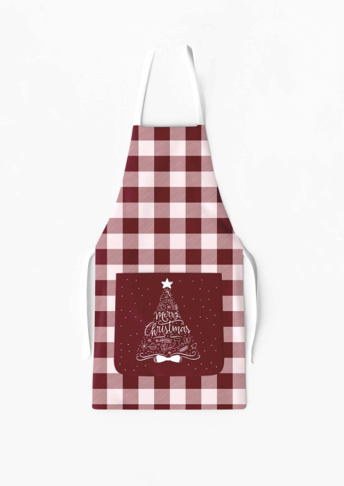 Red and White Plaid Apron with Pocket / AW22