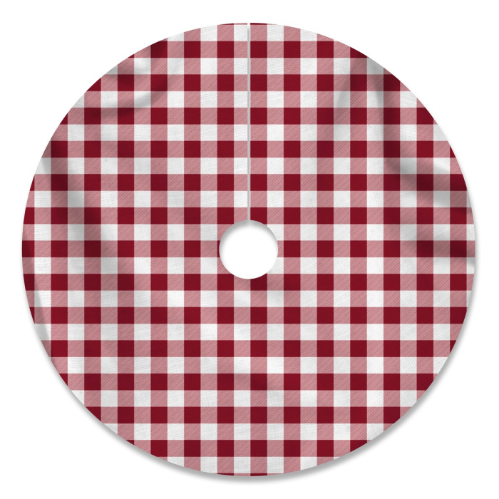 Red and White Plaid Christmas Tree Skirt / WSA12