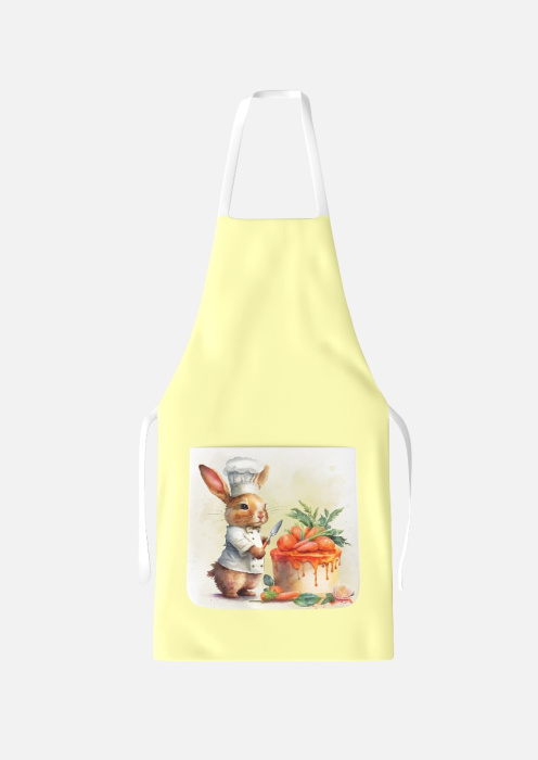 Easter Chef Bunny Yellow Apron with Pocket / AW28