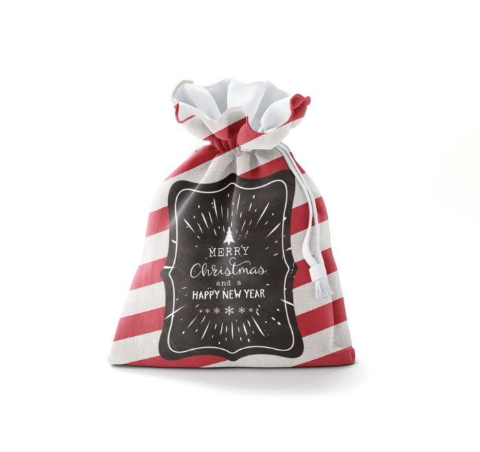 Striped Decorative Christmas Bag With String / WS09