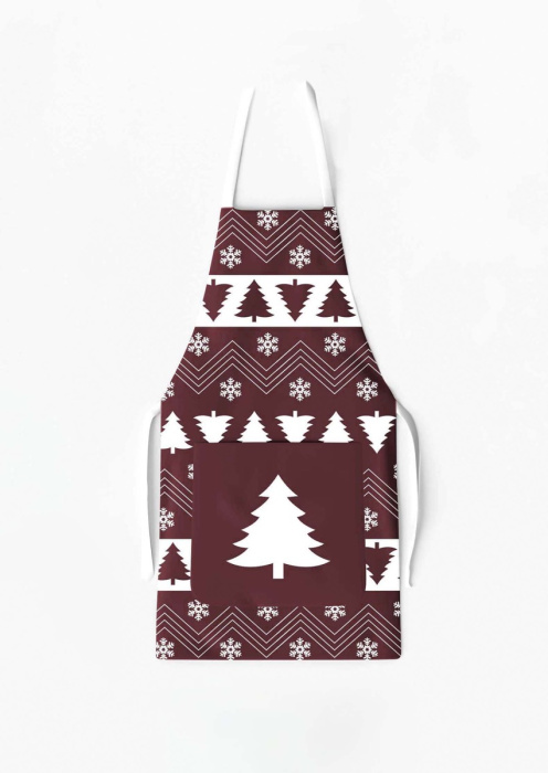 Christmas Apron with Pocket Pine Tree / AW013