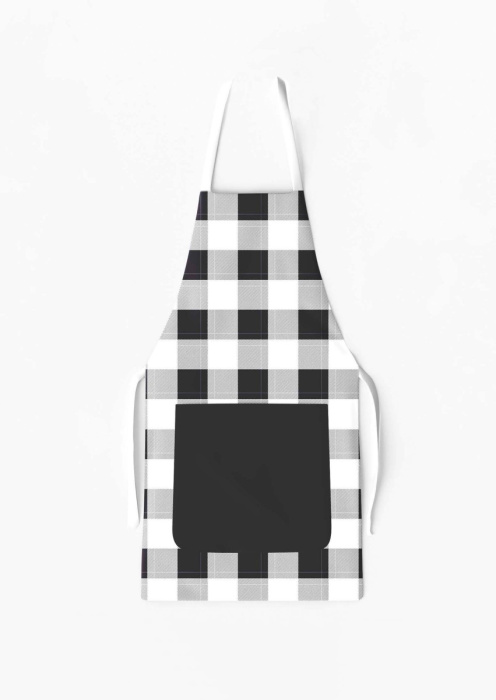 Apron with Pocket Plaid Black and White / AW10