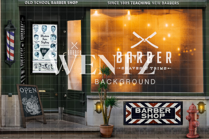 Fabric Photography Background Fathers Day Barbershop / Backdrop CW160