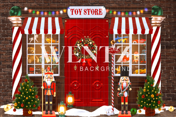 Fabric Photography Background Christmas Toy Store / Backdrop CW165