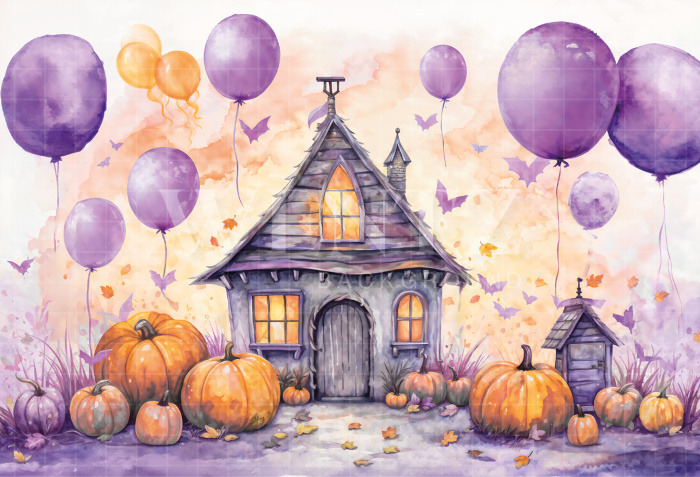 Fabric Photography Background Witch's House Halloween / Backdrop 6339