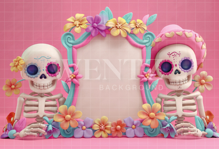 Fabric Photography Background Halloween Skulls / Backdrop 6347