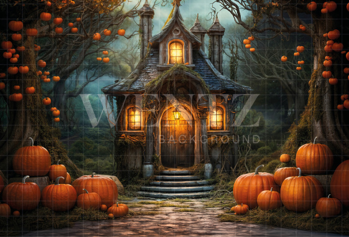 Fabric Photography Background Witch's House Halloween / Backdrop 6354