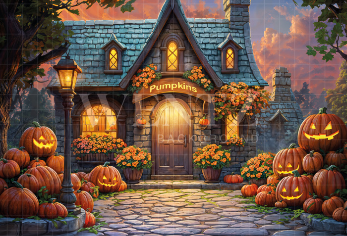 Fabric Photography Background Witch's House Halloween / Backdrop 6358