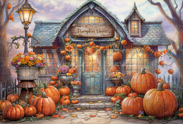 Fabric Photography Background Witch's House Halloween / Backdrop 6361