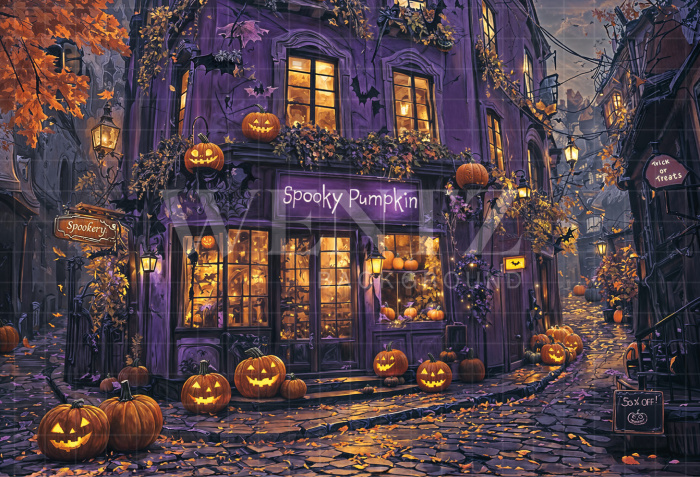 Fabric Photography Background Halloween Witchcraft Store / Backdrop 6372