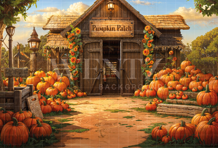 Fabric Photography Background Halloween Farm / Backdrop 6373