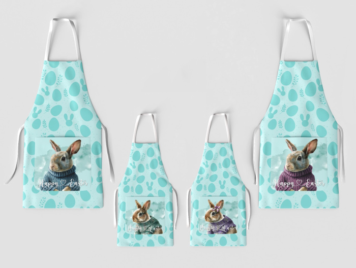 Kit 4 Family Aprons Easter Green with Pocket / AW26