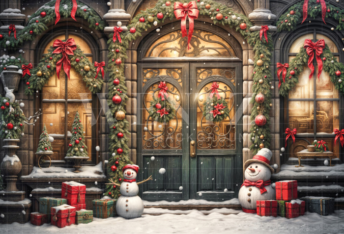 Fabric Photography Background Christmas House Front / Backdrop 6228