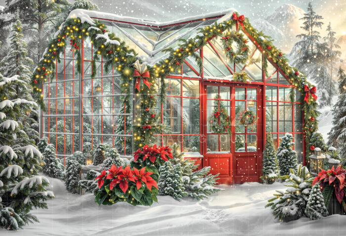 Fabric Photography Background Christmas House Front / Backdrop 6230