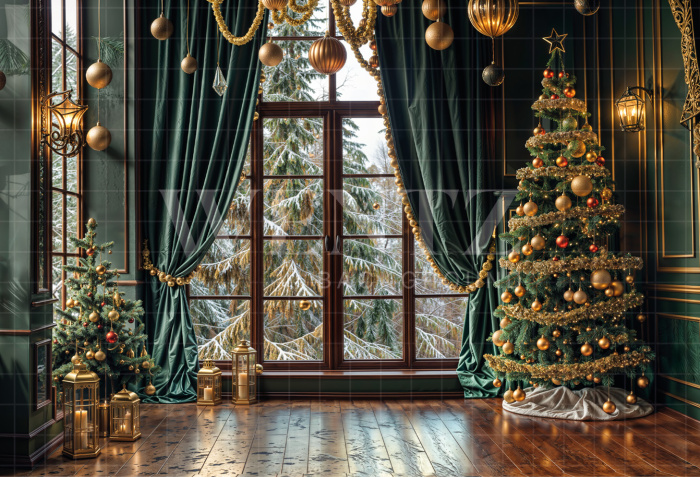 Fabric Photography Background Christmas Room / Backdrop 6234