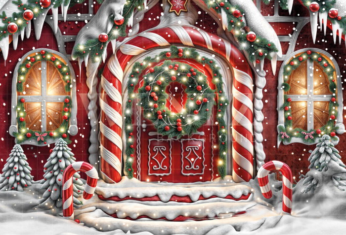 Fabric Photography Background Christmas House Front / Backdrop 6225