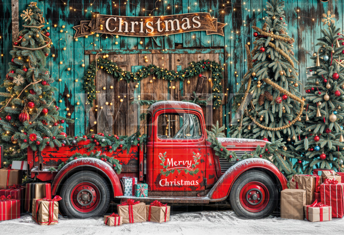 Fabric Photography Background Santa's Car Christmas / Backdrop 6242