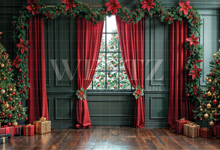 Fabric Photography Background Christmas Room / Backdrop 6243