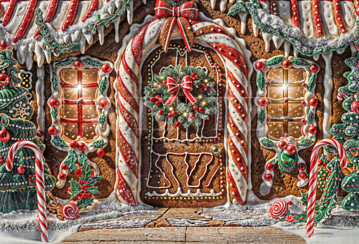 Fabric Photography Background Christmas Sweets House / Backdrop 6260