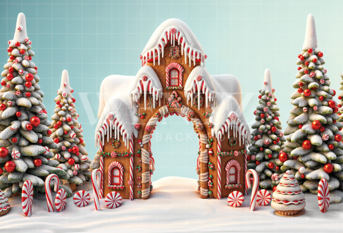 Fabric Photography Background Christmas Sweets House / Backdrop 6264