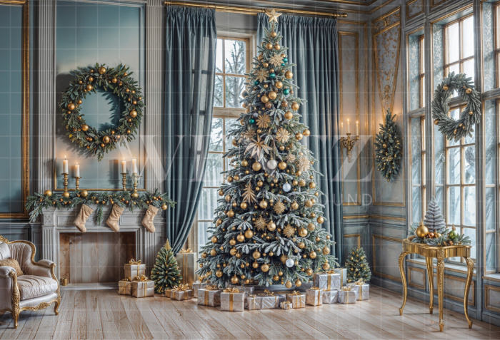 Fabric Photography Background Christmas Room / Backdrop 6259