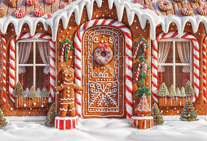 Fabric Photography Background Christmas Sweets House / Backdrop 6276