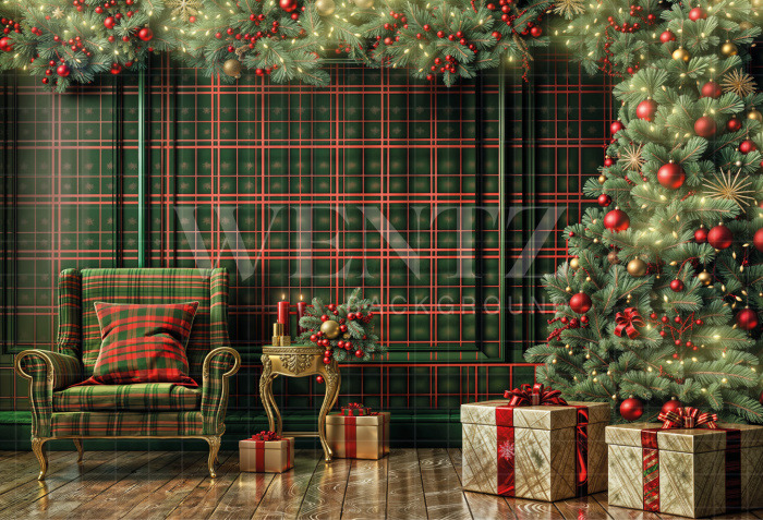 Fabric Photography Background Christmas Room / Backdrop 6281